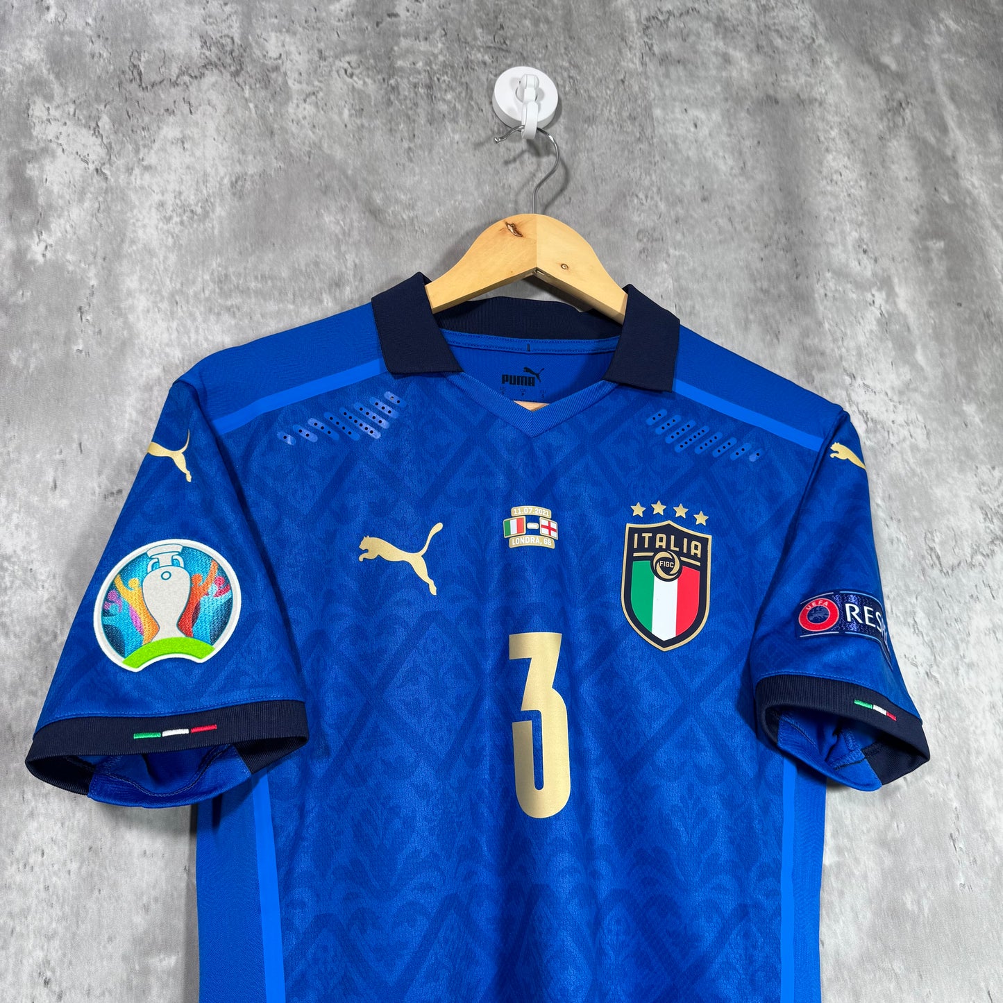 Italy 2020/21 Home Authentic Euro 2021 Final Chiellini #3 - Small