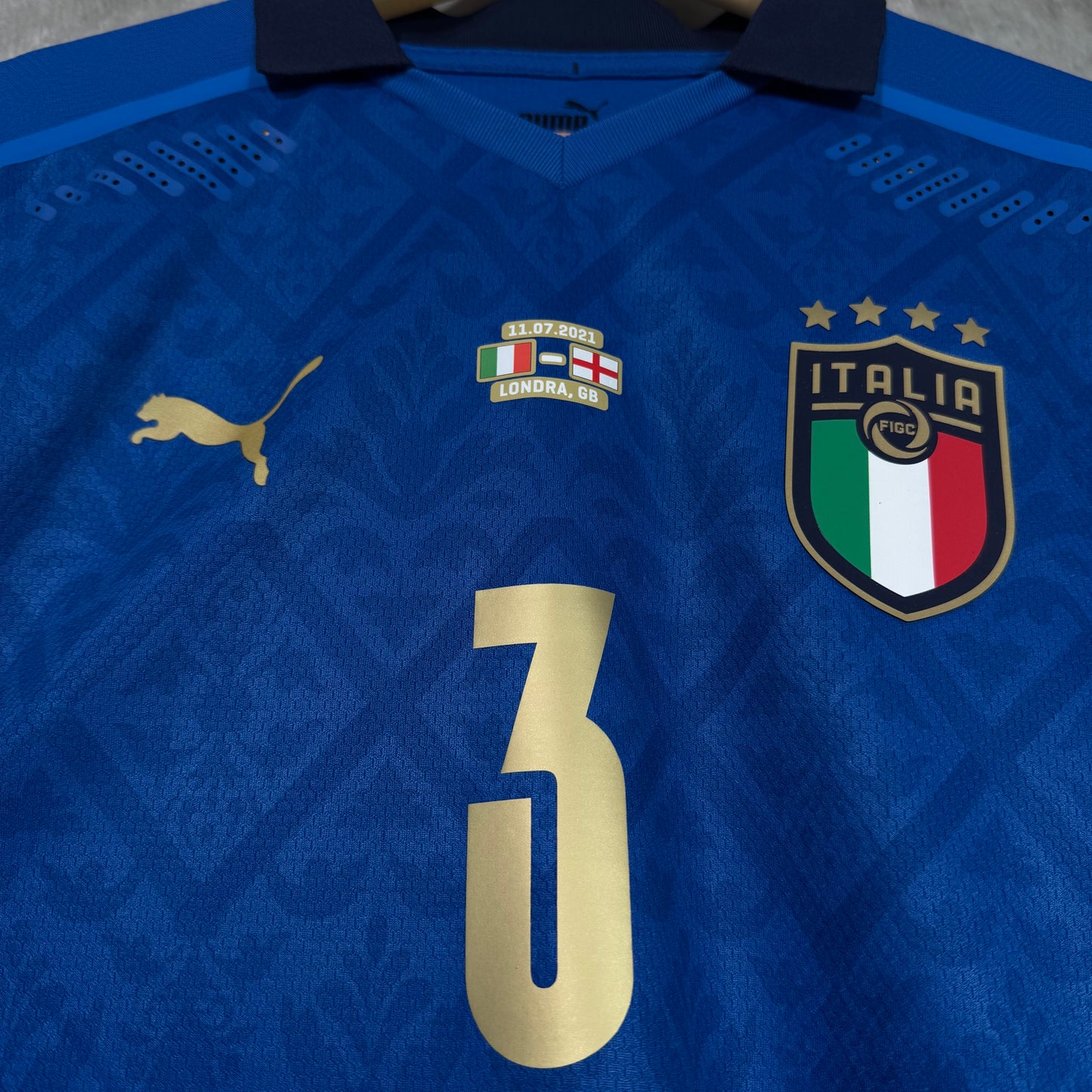 Italy 2020/21 Home Authentic Euro 2021 Final Chiellini #3 - Small