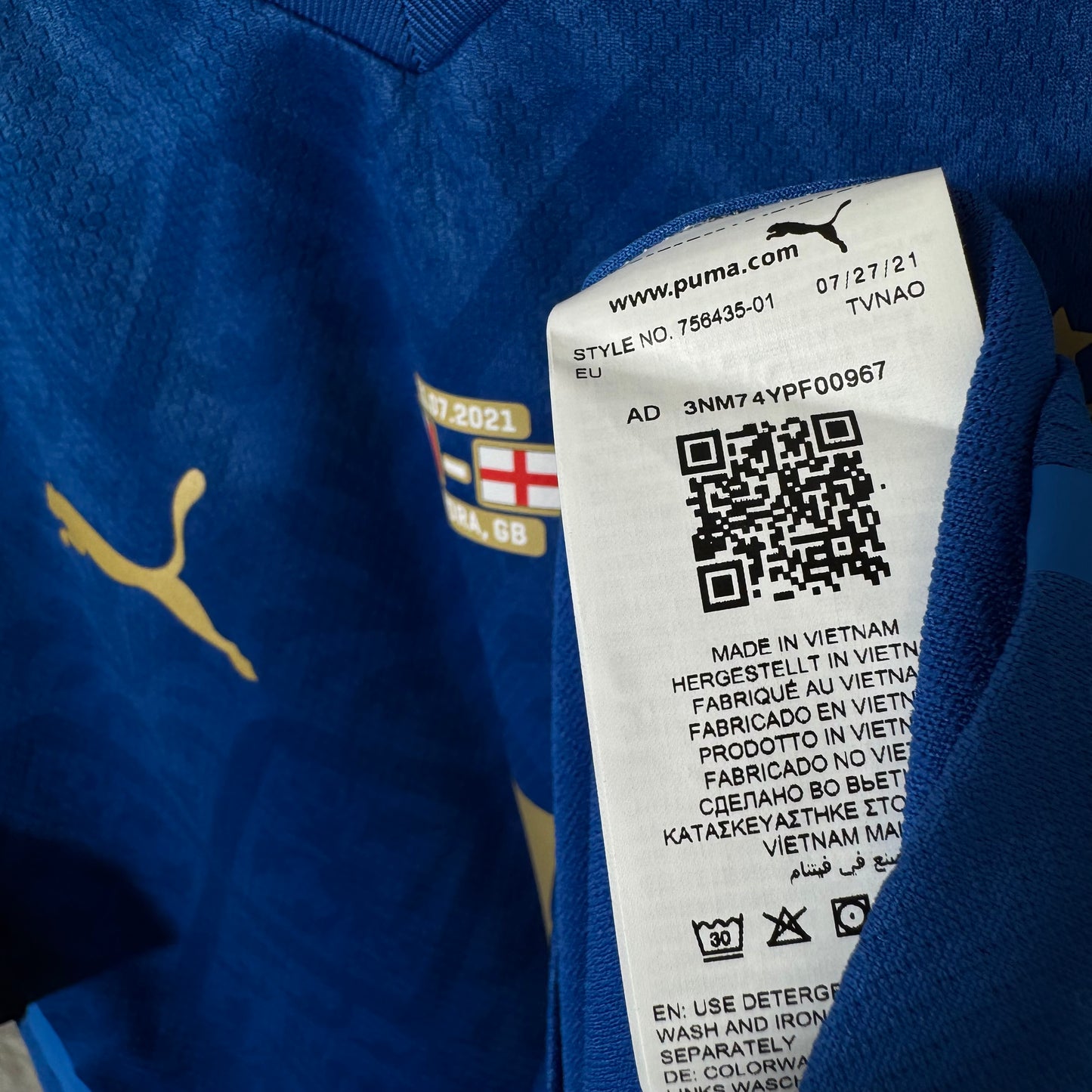 Italy 2020/21 Home Authentic Euro 2021 Final Chiellini #3 - Small